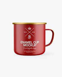 Matte Enamel Cup Mockup In Cup Bowl Mockups On Yellow Images Object Mockups