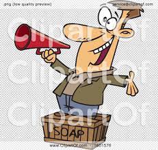 Clipart Of A Cartoon White Man Using A Megaphone And Standing On A Soapbox Royalty Free Vector Illustration By Toonaday 1601576