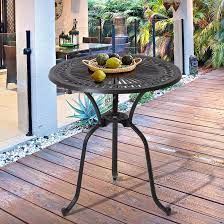 Be sure to check whether the umbrella includes a base, or if it's. Alcott Hill All Weather Patio Bistro Table Outdoor Round Dining Table With Umbrella Hole Cast Aluminum Market Umbrella Table 23 6 Diameter Wayfair