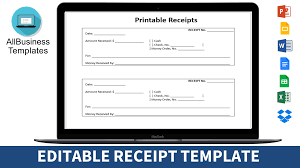 editable receipt templates at allbusinesstemplates com