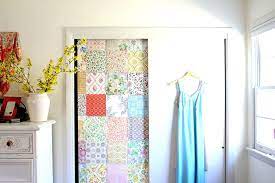 Try wallpapering your closet doors! Door Wallpaper Closet Door Makeover Washi Door Tape