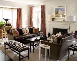 Living Room Facing Matching Sofas Bench Facing Fireplace Desk In Window Bay Traditional Family Rooms Contemporary Living Room Interior Design