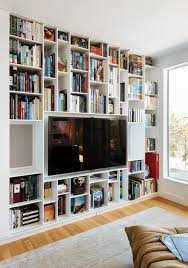 Bookshelves Around The Tv Bookshelves In Living Room Small Home Libraries Home Library Design
