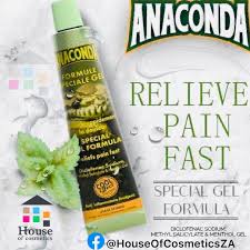Anaconda #mentholated gel, infused with menthol crystals for a cooling  sensation which helps relieve pain and calm irritations and burning! 💚 Get  today for only R28 Follow our official Facebook page House