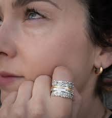 I Am My Beloved Spinner Ring, 9K Gold & Silver Ring, Hebrew Wedding Ring,  Jewish Wedding Band, Statement Ring, Wide Band Ring, Israeli Ring