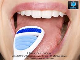 Oral and hygiene issues that can lead to a white tongue going to a dentist every 6 months for a checkup will help keep the mouth as clean as possible. Tongue Scraper Clean Your Tongue Get Rid Of The White Coating On Your Tongue With A Tongue Scraper Than Brushing It With A Toothbrush Zahnpflege Karies Zahne