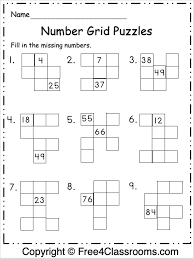 Number grid puzzles 3rd grade. Free Number Grid Puzzles Worksheet Free4classrooms