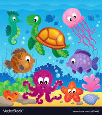 Image With Undersea Theme 7 Eps10 Vector Illustration Download A Free Preview Or High Quality Adobe Illustra Cartoon Sea Animals Fabric Painting Sea Clipart