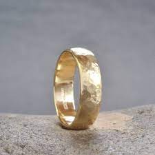 Muriel Lily Handmade Gold Lightly Hammered Wedding Ring