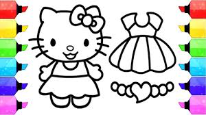 Simple free hello kitty coloring page to print and color. Hello Kitty Coloring Pages How To Draw Hello Kitty Dress Up Game Youtube