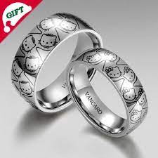 Cute Whole Cat Head Pattern Couple Rings Bands Wedding Rings Unique Couple Rings Rings