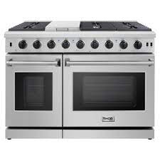 Check spelling or type a new query. Thor Kitchen 48 In 6 8 Cu Ft Double Oven Gas Range In Stainless Steel With Griddle And 6 Burners Lrg4807u The Home Depot