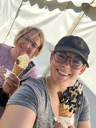 Having fun in Great Britain! We've been eating good food and found ice  cream at the Bisley Camp National Shooting Center. #10XChick