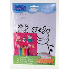 Peppa pig cartoon characters color pencil drawing for kids. Peppa Pig Coloring Set Pencils Stickers Coloring In Paper Buy Online In Angola At Angola Desertcart Com Productid 6547554
