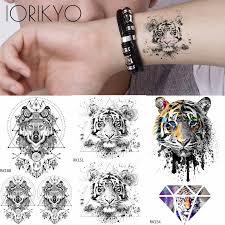 The beautiful flower tattoo is an excellent choice for the wrist with flowers and leaves nicely imprinted. Iorikyo Tribal Triangle Tiger Temporary Tattoo Stickers Women Body Art Drawing Black Fake Tatoos Paste Arm Tattoo Men Wrist Wolf Temporary Tattoos Aliexpress