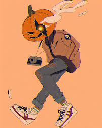 Sketch out the ridges of the pumpkin. Evelyn On Instagram Pumpkin Head Boy He S A Big Fan Of Scream Pumpkin Digitalart Doodle Art Drawing Art Reference Character Art
