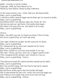 Old Time Song Lyrics For 52 Baby Youre A Good Thing