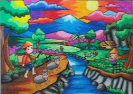 Mewarnai Lukisan Pemandangan Kota Lukisan Hewan Lukisan Pensil Warna