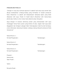 Pada akhir pembelajaran, berikan tanda pada tujuan yang sudah berhasil dicapai! Laporan Projek Tahun Akhir