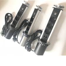 2019 الطاقة الاتحاد الأوروبي التوصيل المخفية طاولة المطبخ المنبثقة الكهربائية المقبس الطاقة 1 Led 2 تهمة Usb الألومنيوم الجرف الفضة غطاء أسود Socket Power Eu Plugelectric Socket Aliexpress