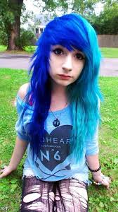 Bleached blue long emo hair. The Outcast Of Society