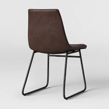 2pk Bowden Faux Leather And Metal Dining Chair Brown Project 62 Dining Chairs Metal Dining Chairs Molded Chair