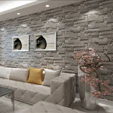 3d Print Grey Brick Stone Wallpaper Vintage Rustic Stacked Slate Home Garden Home Im Brick Wallpaper Living Room Wallpaper Living Room 3d Brick Wallpaper
