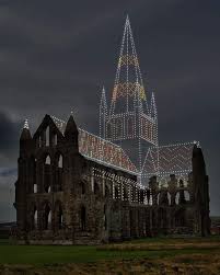 PsBattle: a drone show above Whitby Abbey : rphotoshopbattles