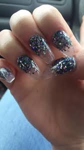Tumblr Black And Clear Nails Black Glitter Coffins Black Glitter Glitter Nails Nails