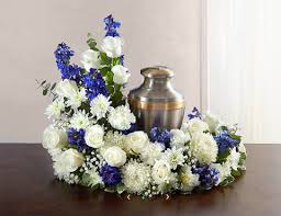 Your blue urn white stock images are ready. Cremation Wreath Blue White Urn Beaudry Flowers