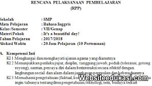 Materi bahasa inggris kelas 7 semester 2 kurikulum 2013 revisi 2017. Website Edukasi Indonesia Rpp Bahasa Inggris Kelas 7 Semester 2 K13 Revisi 2019