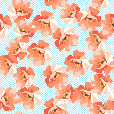 Dreamy and peaceful, this chevron stripe pattern is extremely pleasing. Seamless Floral Patter With Blue And Coral Flowers On Chevron Royalty Free Cliparts Vectors And Stock Illustration Image 49429440