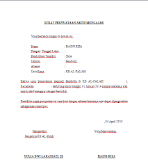 Contoh surat keterangan pindah sekolah siswa paud tk tpa kober administrasi paud. Contoh Format Surat Pernyataan Aktif Mengajar Tk Kb Secercah Ilmu