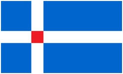 A flag with a white diagonal cross is the st. Shetland British County Flags