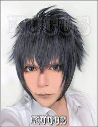 Cosplay Wig Final Fantasy 13 Noctis Man Anime Blue Black Short Fringe Hair Wigs Noctis Man Fantasy Anime Cosplay Costumes Cap Hair Short Hair Fringe