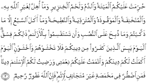 Tafsir al maidah ayat 3. Quran Surah Al Maidah 3 Qs 5 3 In Arabic And English Translation Alquran English