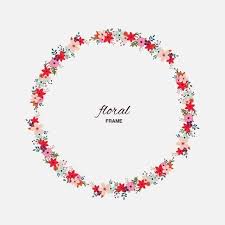 Floral Frame Flower Floral Flowers Leaves Circle Spring Bloom Blooming Red Color Leaves Branches Label Floral Flowers Frame
