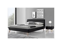 Linge de lit adulte : Lit Norway Cadre De Lit Scandinave Noir Avec Pieds En Bois 140x190cm Vente De Lit Adulte Conforama