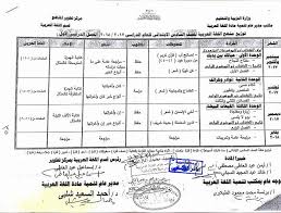 جدول توزيع وخريطة منهج اللغة العربية للصف السادس الابتدائى الفصل الدراسى الاول و الثانى 2018 Prim 6