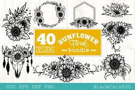 Golden circle frame border of elegant christmas floral ornament vector illustration. Sunflower Frames Svg Bundle 40 Designs 563032 Cut Files Design Bundles