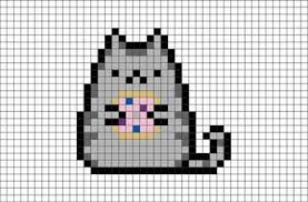 Pusheen With Donut Pixel Art Pixel Art Pattern Pixel Art Grid Minecraft Pixel Art