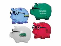 We offer traditional piggy banks as well as wholesale translucent piggy banks, custom shaped coin banks, custom engraved metal penny banks, personalized nickel plated piggy banks, wholesale stuffed animal piggy banks, and several other styles of custom imprinted money banks for businesses. Promotional Piggy Banks Personalized Coin Banks Bank Giveaways