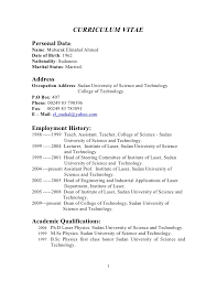 Curriculum Vitae Template Higher Education Resources