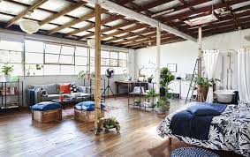 A Large Open Plan Living Space With Bed Bath And Sofa Area Ikea Living Room Living Spaces Open Plan Living