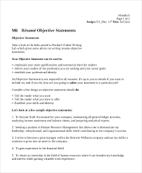 Free 7 Sample Resume Objective Examples In Pdf