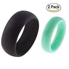 Silicone Wedding Ring His Hers Set Fit Ring 2 Pack Rubber Wedding Band Black Blue Aqua Rubber Wedding Band Silicone Wedding Rings Silicone Wedding Ring Men