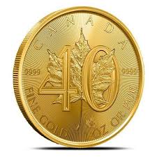 2019 Canada 1 Oz 50 9999 Fine Gold Maple Leaf Coin 40th Anniversary Goldcoins Gold Investing Gold Bullion Coins Coins Gold Coins