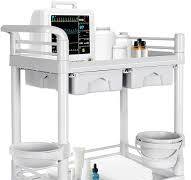 Mobile Medical Cart, 2 Tier Trolley 120 Lbs, with 2 Drawers Carts, Beauty  Salon Rolling Trolley with Dirt Buckets, 360° Rotate Wheels, Heavy Duty ...