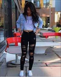 Casual Birthday Outfit Ideas 2020 Woman High Waist Push Up Skinny Ripped Jeans Denim Pants Jkp3639 In 2020 Trendy Fall Outfits Best Casual Outfits Spring Outfits For School
