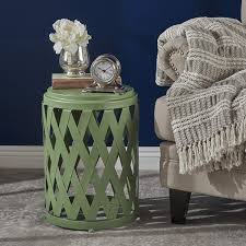 Pecos Indoor 12 Inch Diameter Lattice Matte Green Iron Side Table In 2020 End Tables Table Side Table